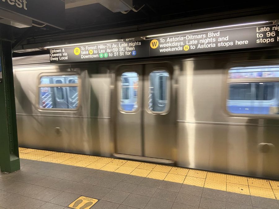 A train enters the Union Square station that students commute to during the school year. This commute has been altered for many as train service has been impacted,  the pandemic poses health risks. 